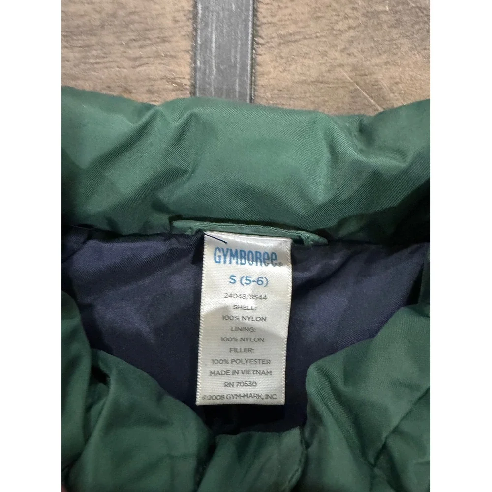 Gymboree Boys Green Puffer Vest Size S 5-6 Quilted Zip Up Outerwear 24048/8544